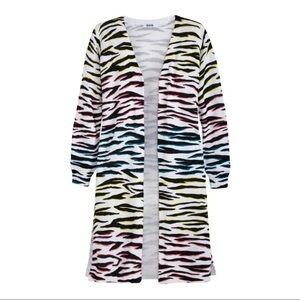 525 America Multi Zebra Print Open Front Cardigan